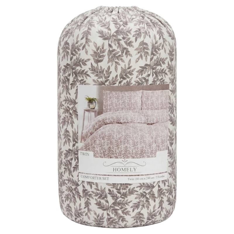 JGO EDREDON HOJAS GRIS TWIN 180X240CM 3PZ Unica