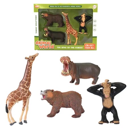 Set Colección de Animales de la Selva 4 Figuras en Plástico Set Colección De Animales De La Selva 4 Figuras En Plástico