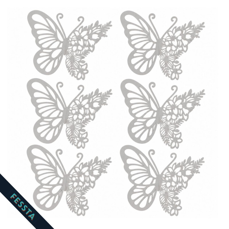 Mariposas Decorativas x 6 Gris
