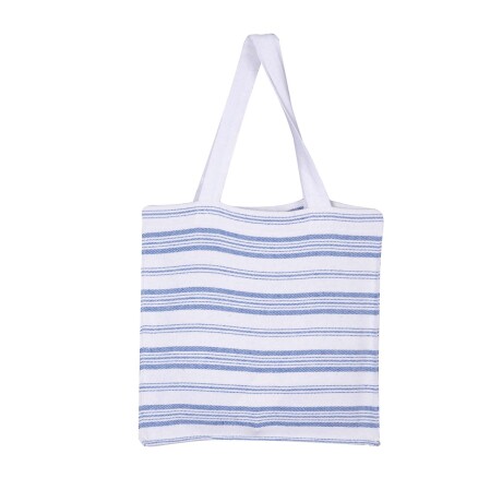 BOLSO TOTE BAG LINES ALGODON 45X45, AZUL/BLANCO