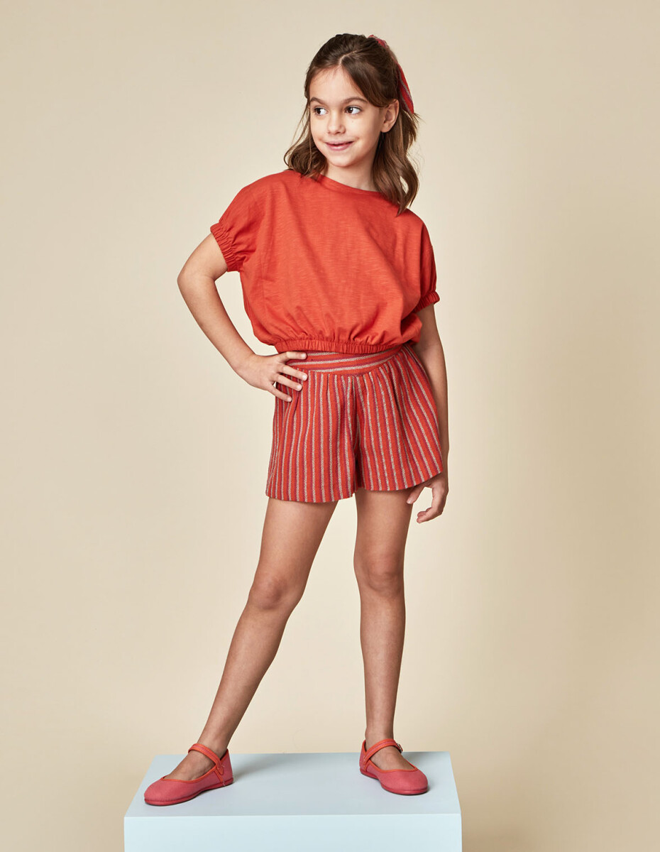 Pantalon De Rayas Multicolor - Naranja 