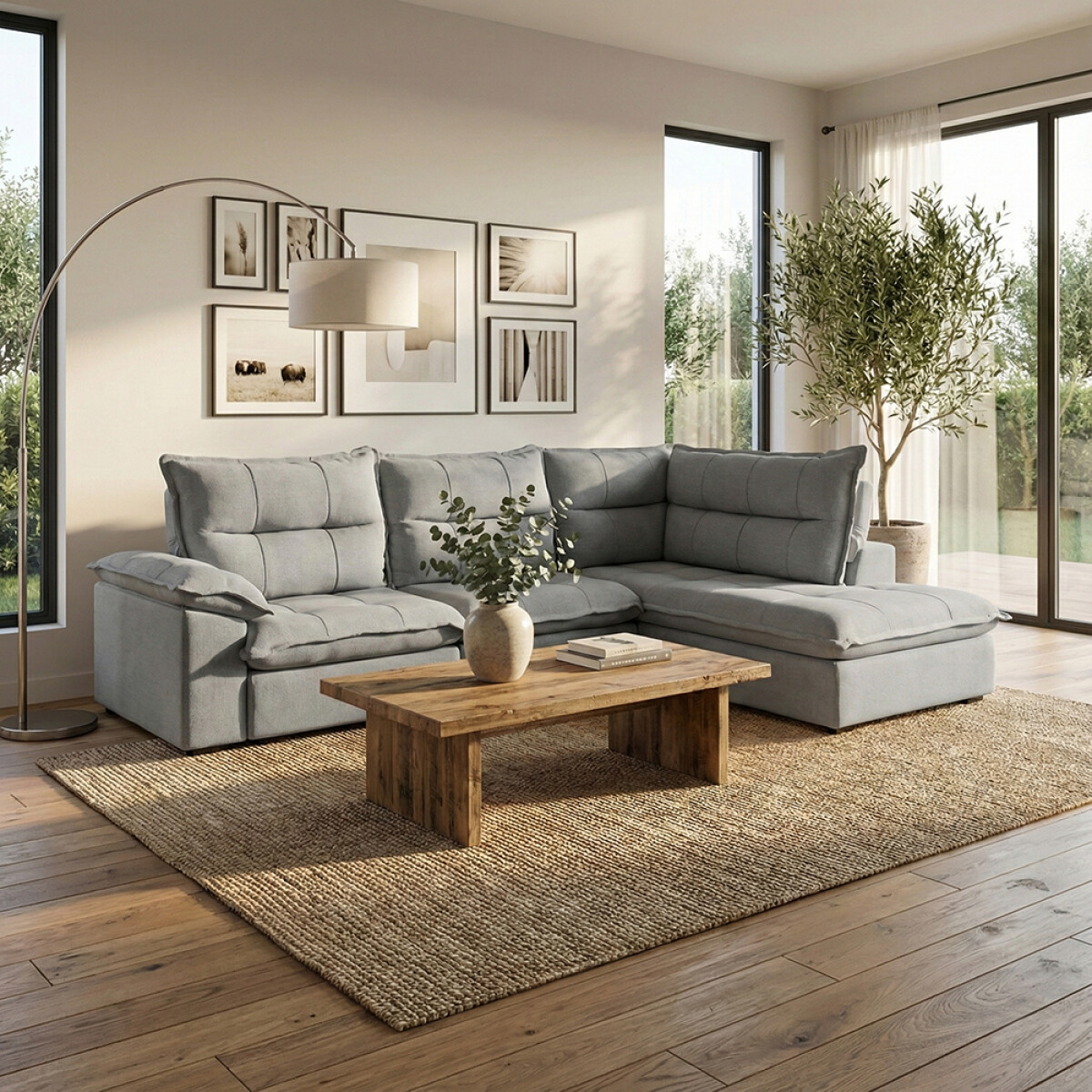 Sillón 5 Cuerpos con Chaise Retráctil y Reclinable - Cesky - Gris Izquierdo 