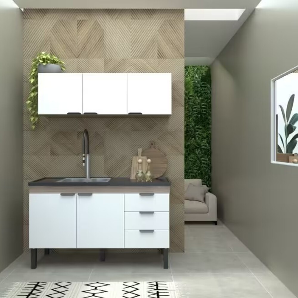 Mueble bajo mesada cocina con aéreo blanco Mueble Bajo Mesada Cocina Con Aéreo Blanco