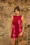 Short Rosette Dress Rojo / Rosado