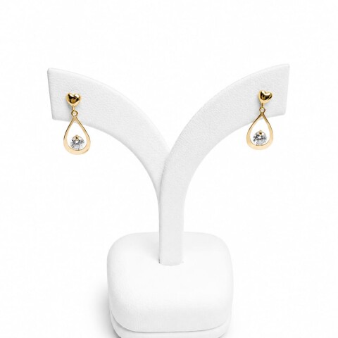 Caravanas pendientes gota con Zirconia en Oro 18kt Caravanas pendientes gota con Zirconia en Oro 18kt