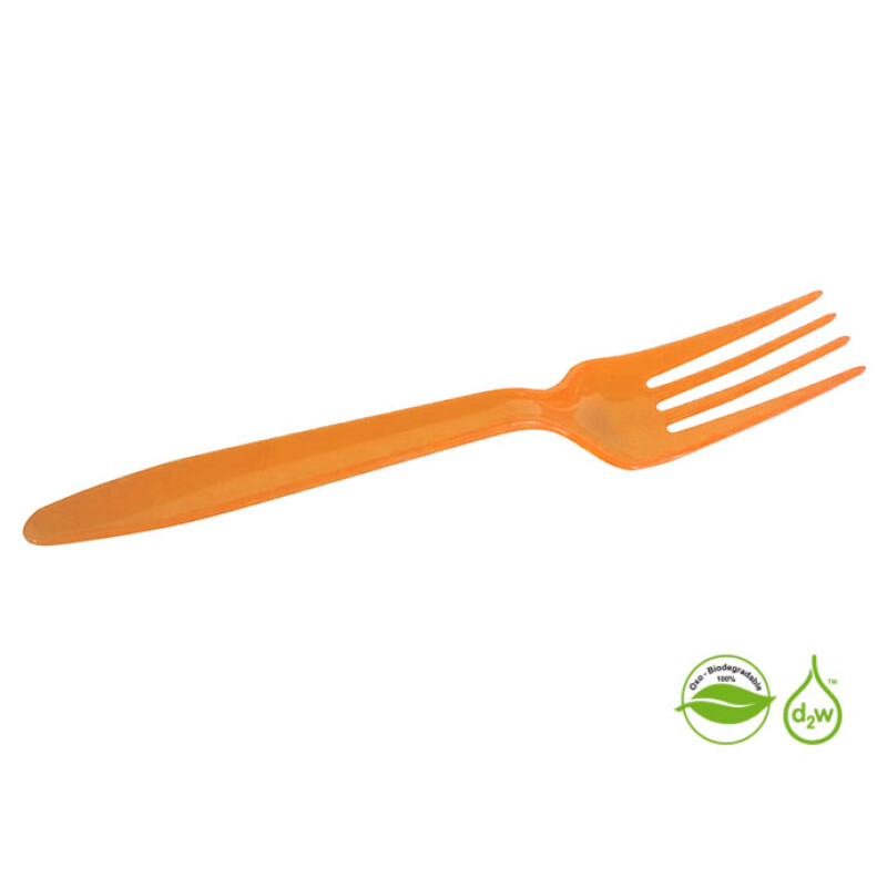 Tenedor Biodegradable x10 Unidades Naranja