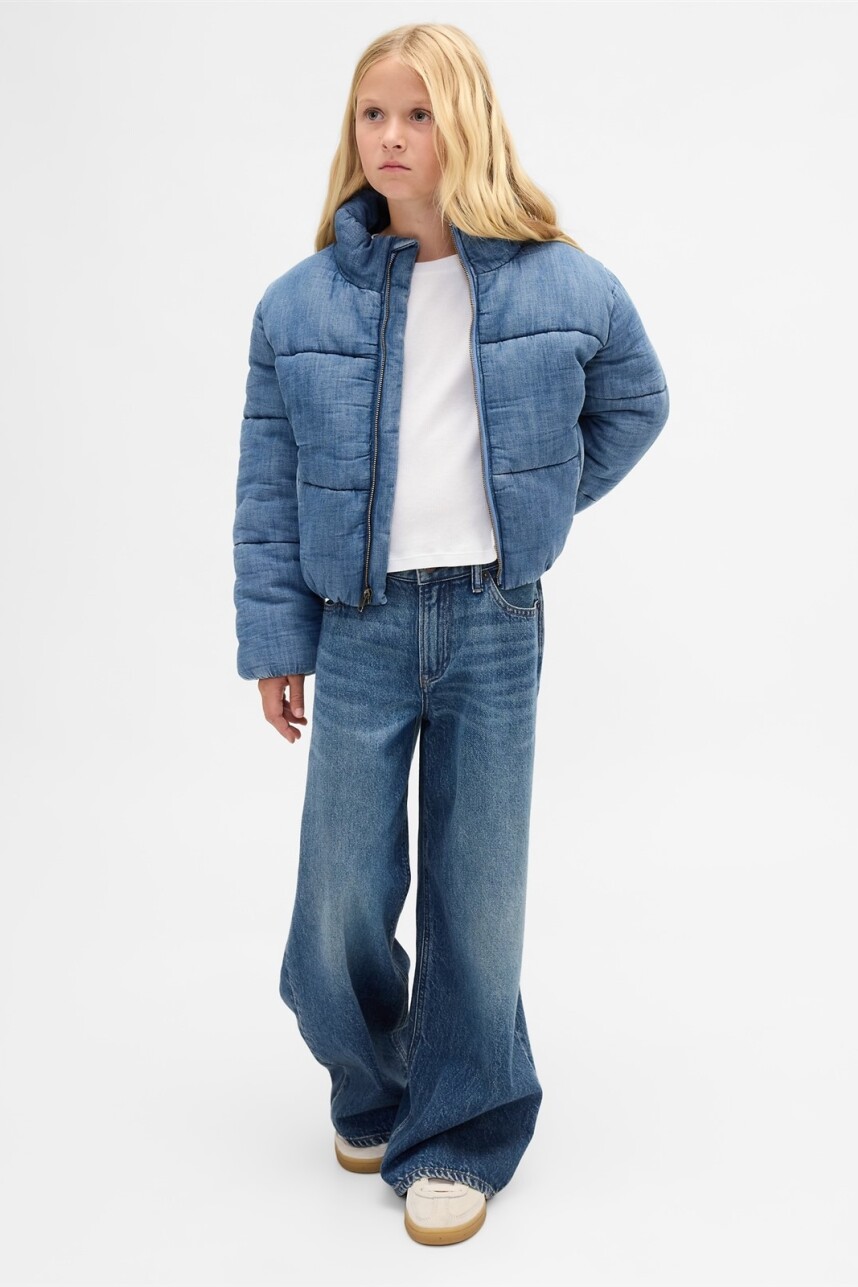 Campera De Jean Puffer Niña Medium Wash