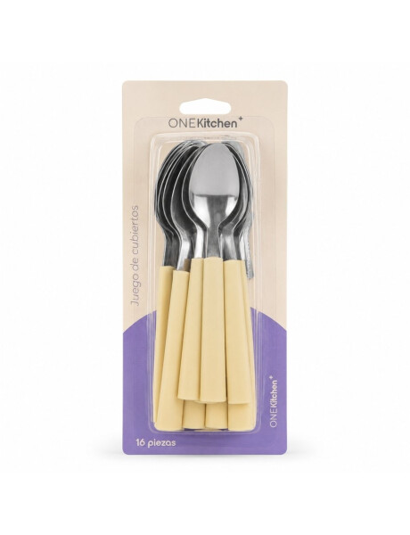 JUEGO DE CUBIERTOS 16PZAS MANGO PLASTICO CREMA JUEGO DE CUBIERTOS 16PZAS MANGO PLASTICO CREMA