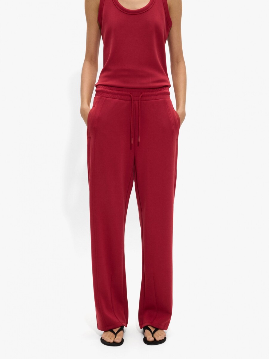 Pantalón Básico Con Tacto Suave rojo