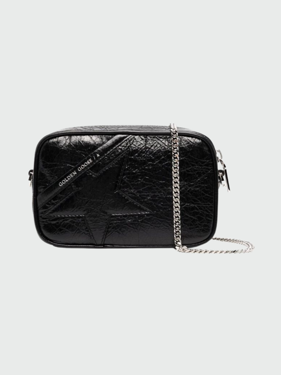 Golden Goose-Cartera de cuero, Star bag mini Negro