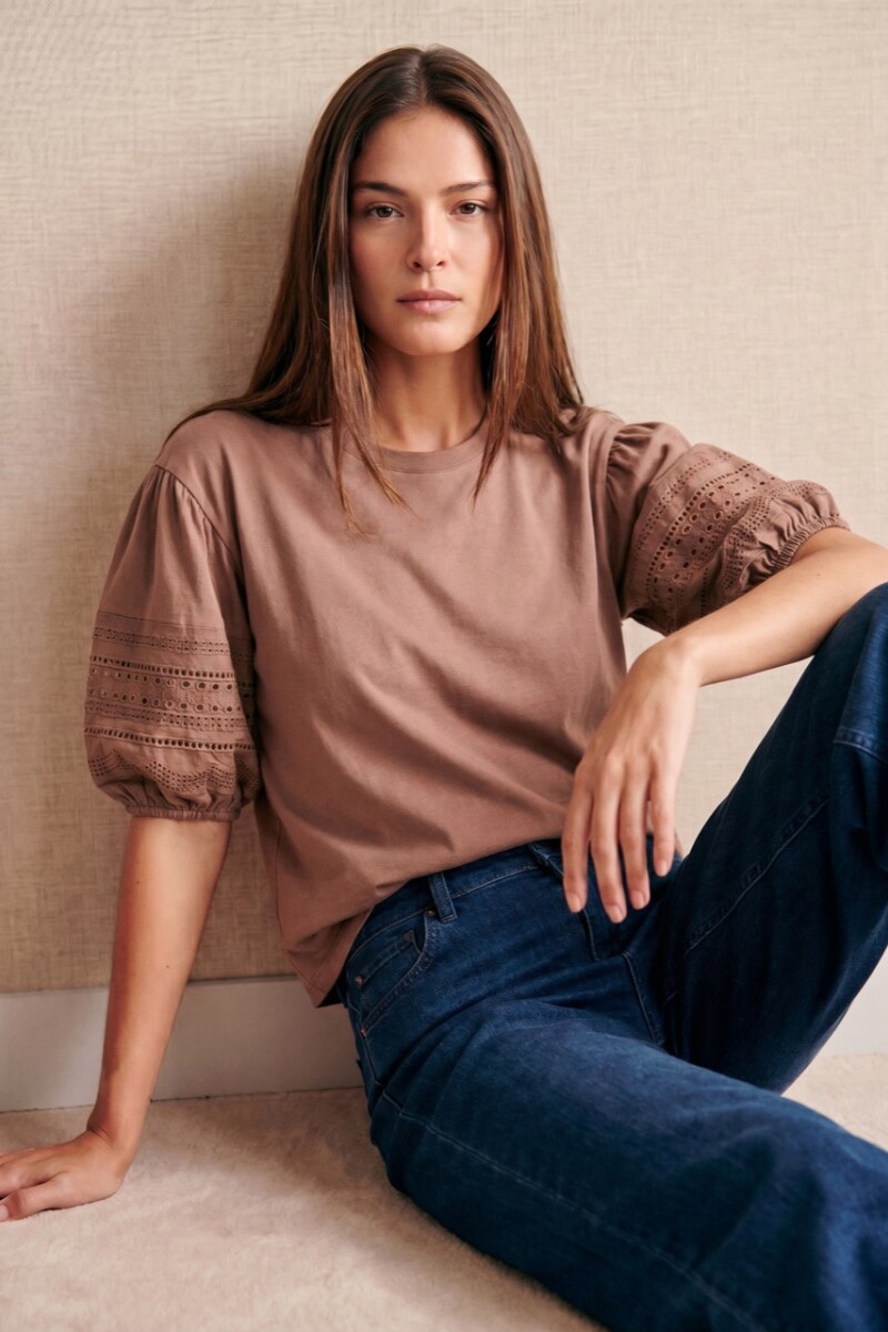 Remera Algodón Combinada Mocha