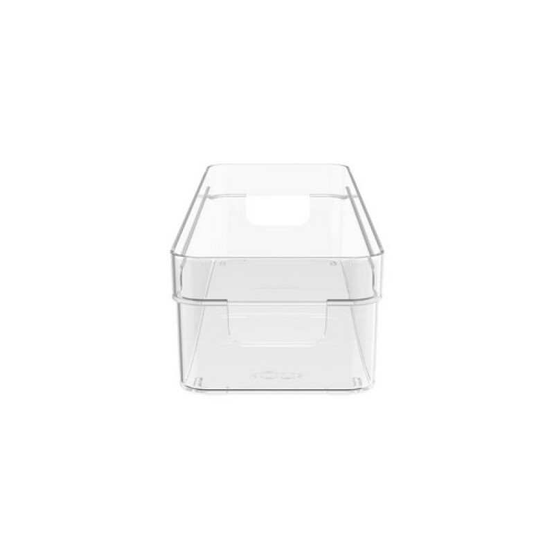 Caja cesto organizador plástico transparente 30x10x7 cm OU Caja Cesto Organizador Plástico Transparente 30x10x7 Cm Ou