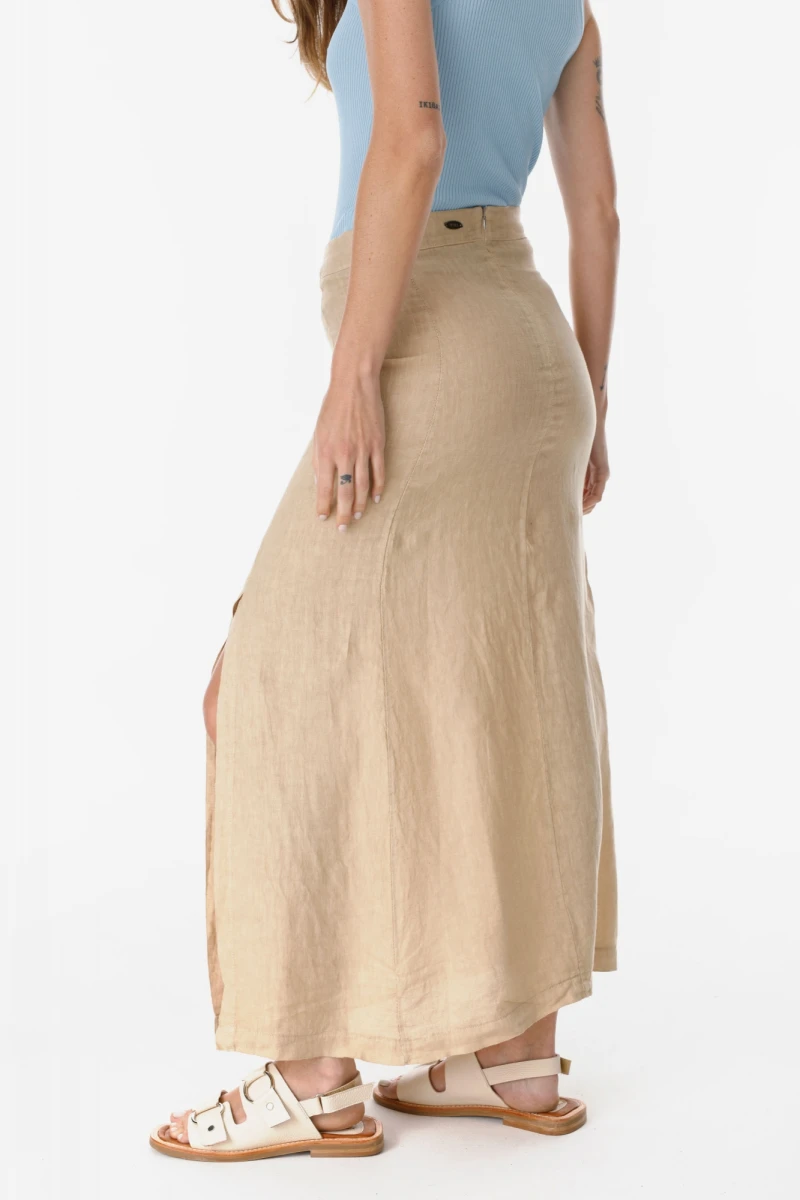 Maxi Falda Rueda beige l