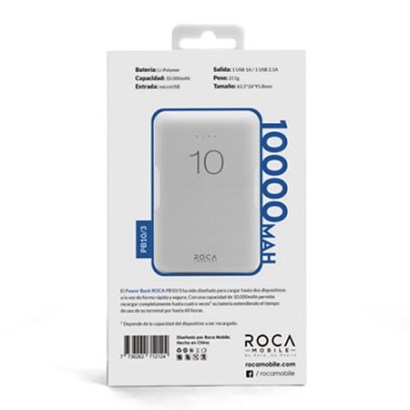 Cargador de bateria portatil Power Bank ROCA de 10000 mAh