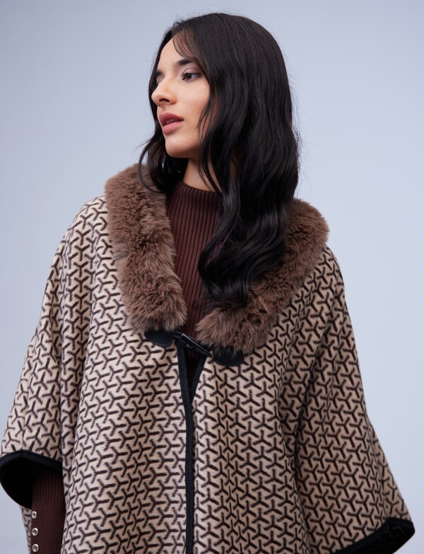 Ruana Faux Fur MARRON/MULTI