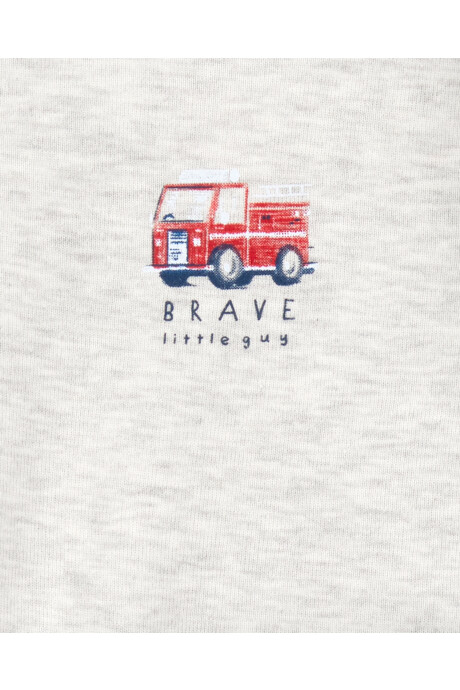 Set tres piezas de algodón, pantalón y dos bodies, diseño bomberos Set tres piezas de algodón, pantalón y dos bodies, diseño bomberos