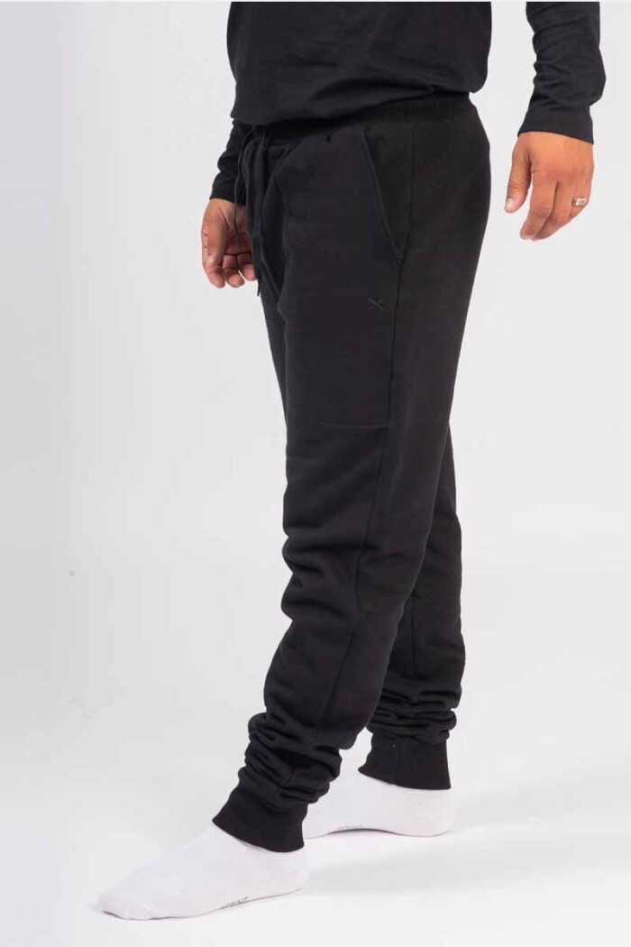 PANTALON HERING UNISEX C/PUÑO C/FELPA E509 Negro