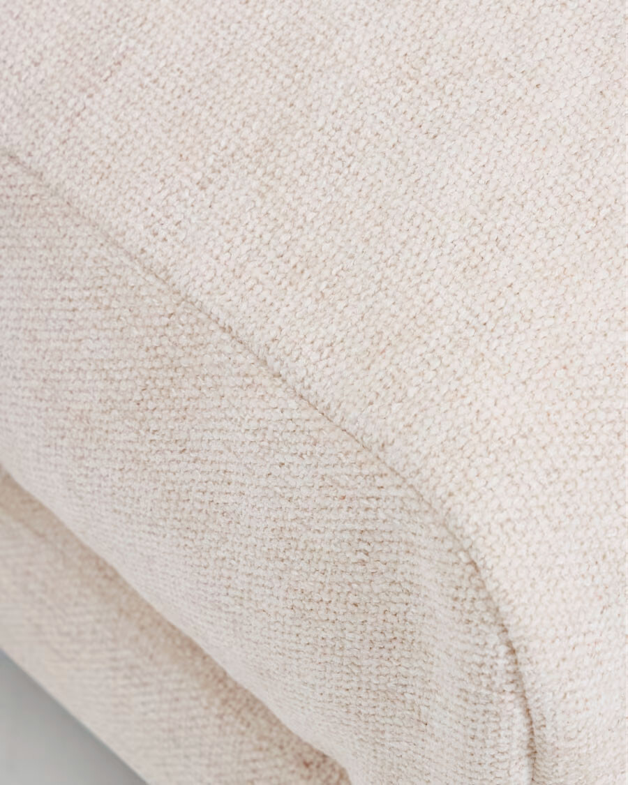 Reposapiés Veliro de chenilla beige y patas de acero con acabado negro 85 x 90 cm FSC Mix Credit Reposapiés Veliro de chenilla beige y patas de acero con acabado negro 85 x 90 cm FSC Mix Credit