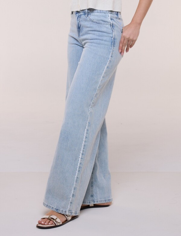 Jean Wide Leg Con Puntilla JEAN CLARO