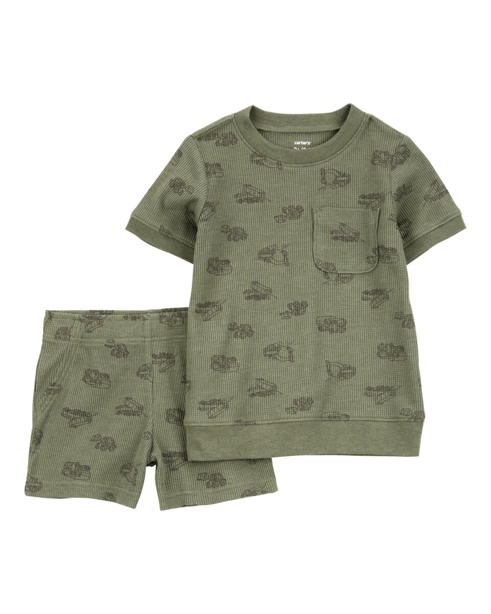Set dos piezas de algodón, short y remera, diseño construcción 