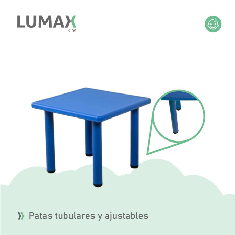 Mesa Cuadrada de Plástico y Metal para Niños 60x60cm Azul