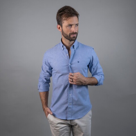 Camisa Oxford Celeste oscuro