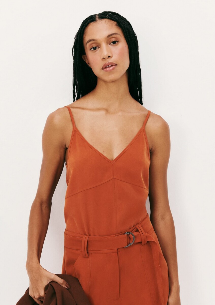 BLUSA CON DESCOTE - NARANJA 