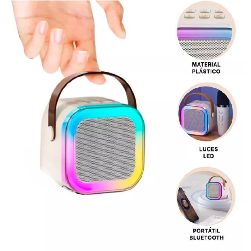 Parlante A Batería Bluetooth Con Luces Led De Colores Beige