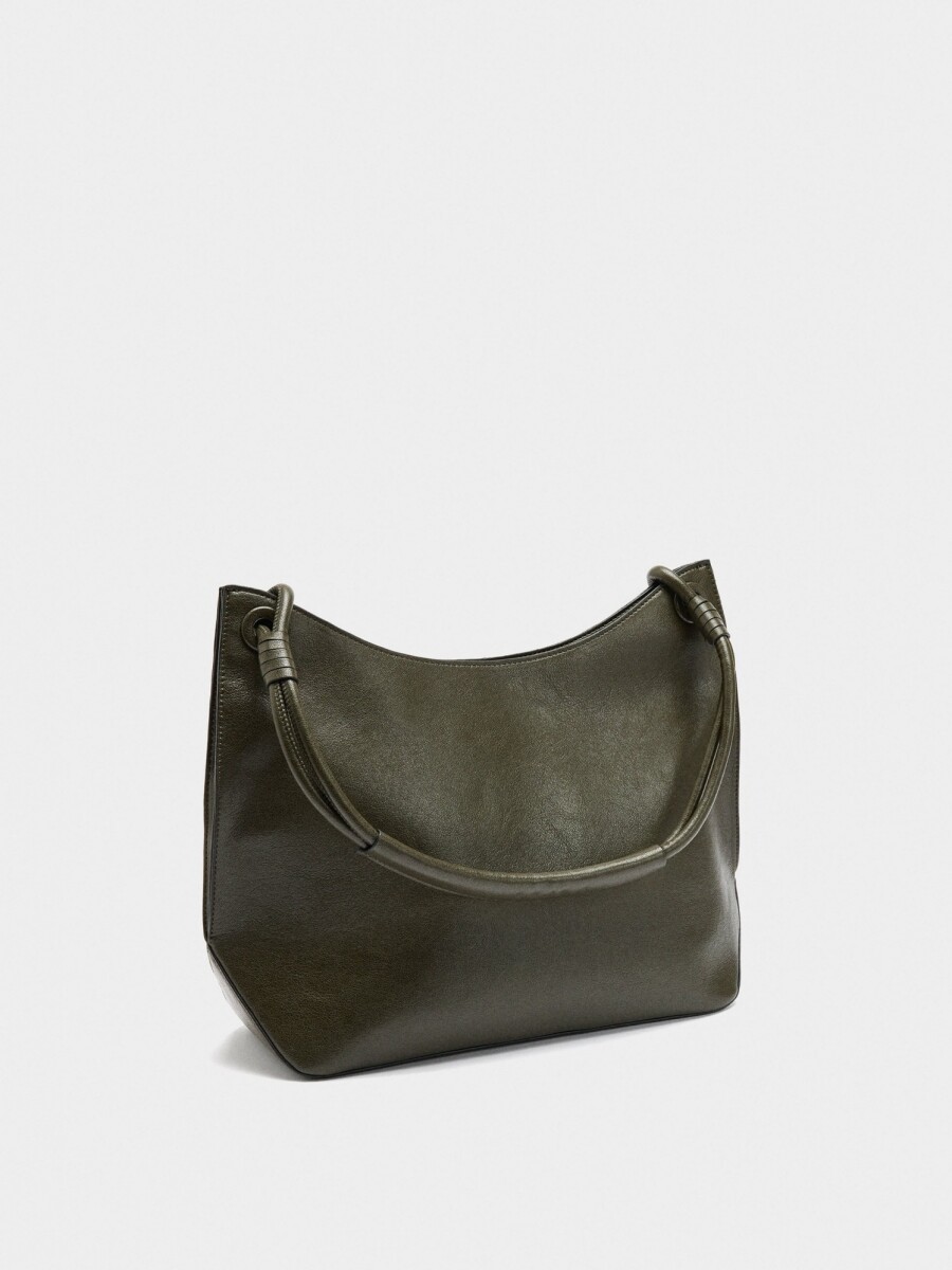 Bolso De Hombro Con Detalles De Piel caqui