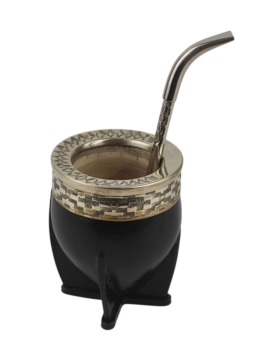 kit Mate imperial + bombilla de alpaca - Negro cincelado 