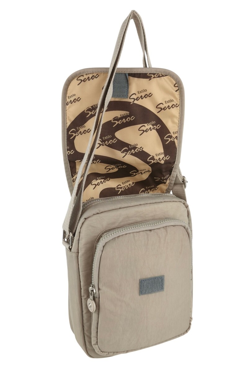 Morral Cruzado (Bandolera) en Tafeta Amasada Beige