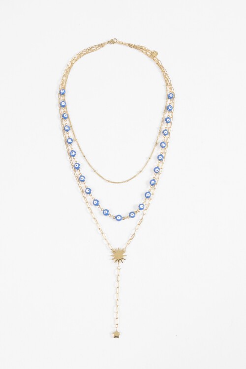 Collar acero ojitos dorado