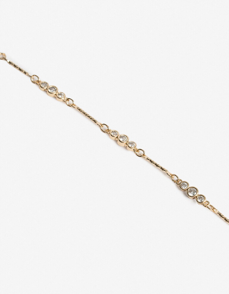 Pulseras Flexibles Strass Pulsera Flexible Con Cubic - Dorado