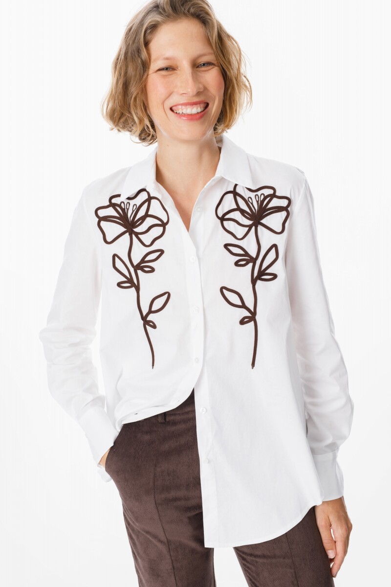 Camisa Petaline Blanco/Chocolate