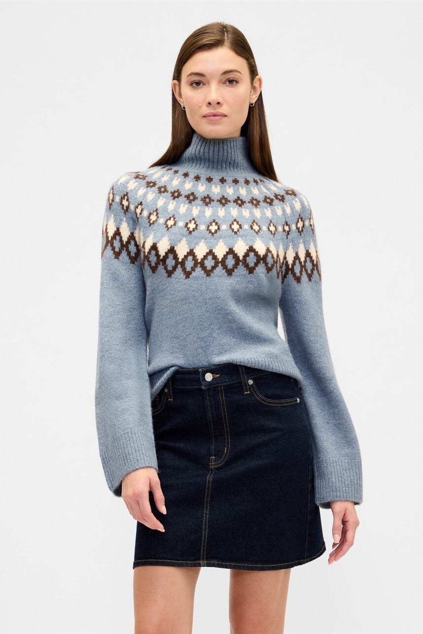 Buzo Polera Fairisle Mujer Mineral Blue 293