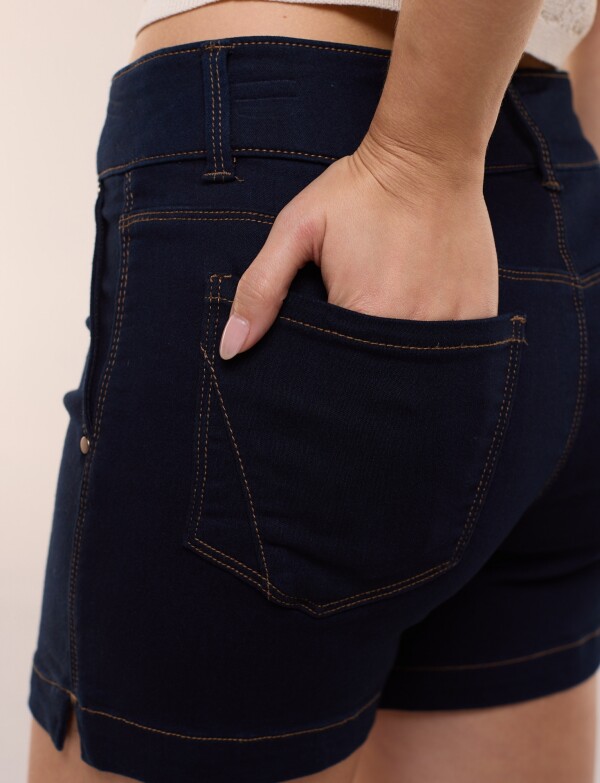 Short De Jean Elastizado Tiro Alto MARINO