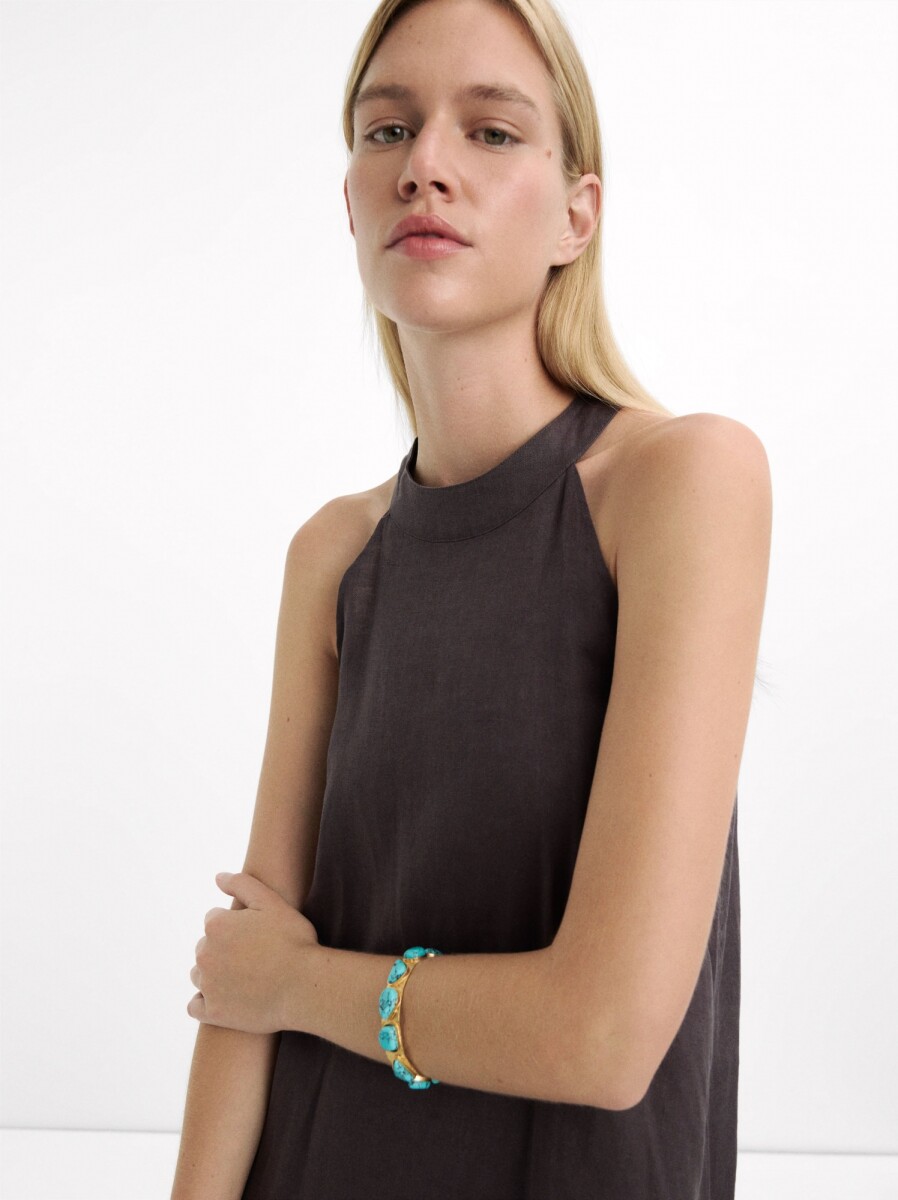 Pulsera Rígida Con Piedras - azul 