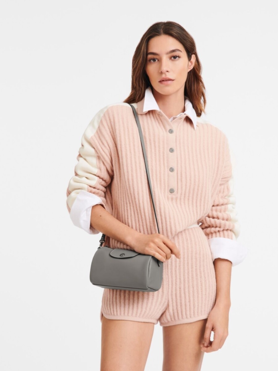Longchamp- Cartera bandolera de cuero XS, Le pl¡age Xtra - Gris 