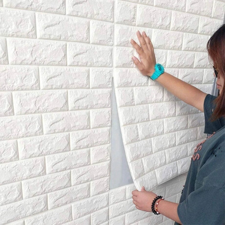 Revestimiento 3D Placas Autoadhesivas 70x77cm Pvc 8mm Blanco