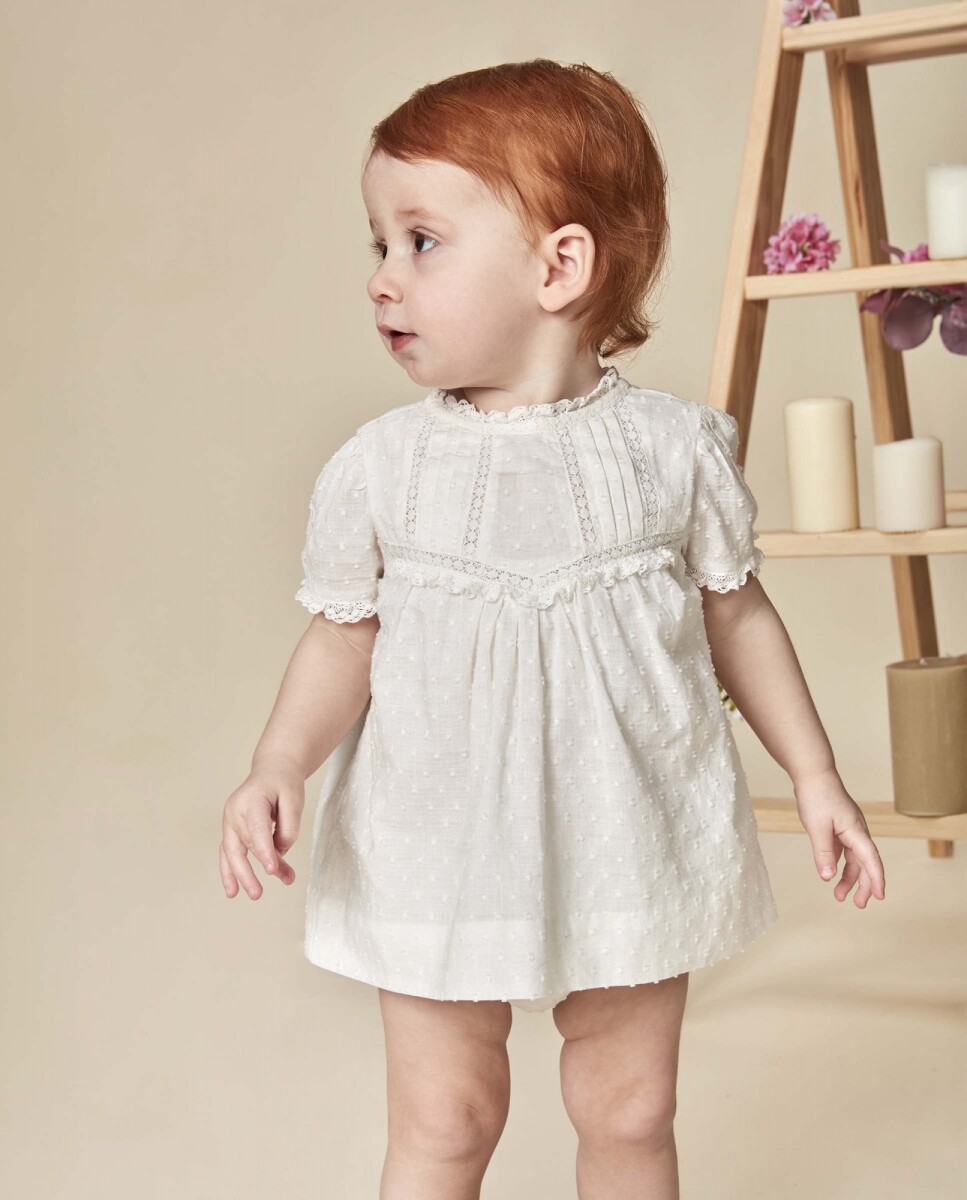 Vestido Con Tiras Bordadas - Piedra 
