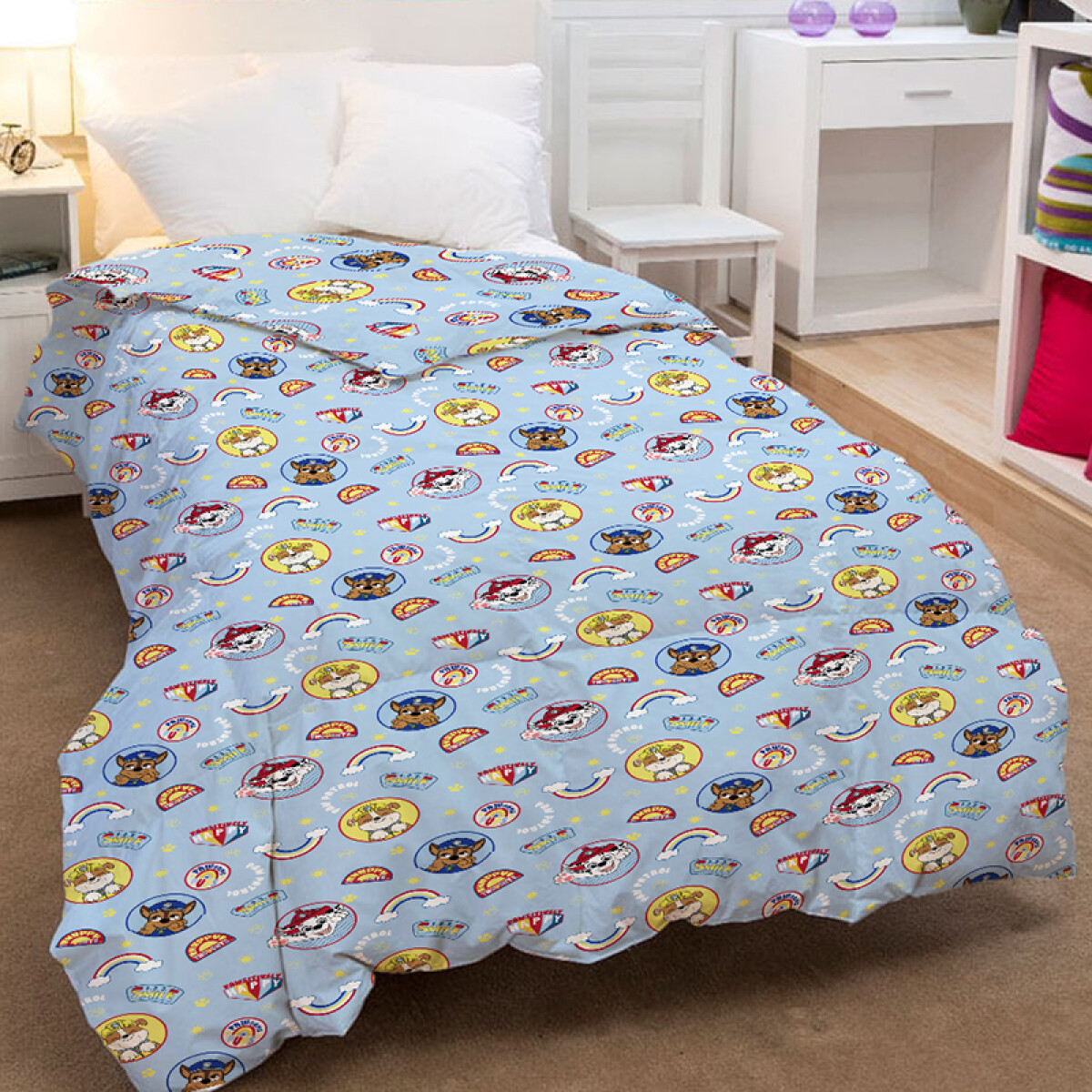 Acolchado Infantil Paw Patrol Microfibra 1 Plaza - CELESTE 