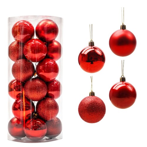 Esferas navideñas x 24 Rojo