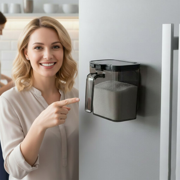 Especiero Salero Pimentero Magnético Frasco Contenedor 410ml Negro XL