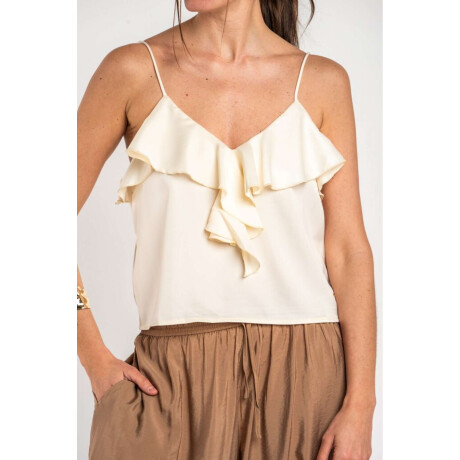Musculosa Volado Saten Beige