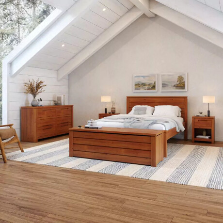 CAMA 2 PLAZAS MADERA NATURAL-BEIGE FRESNO