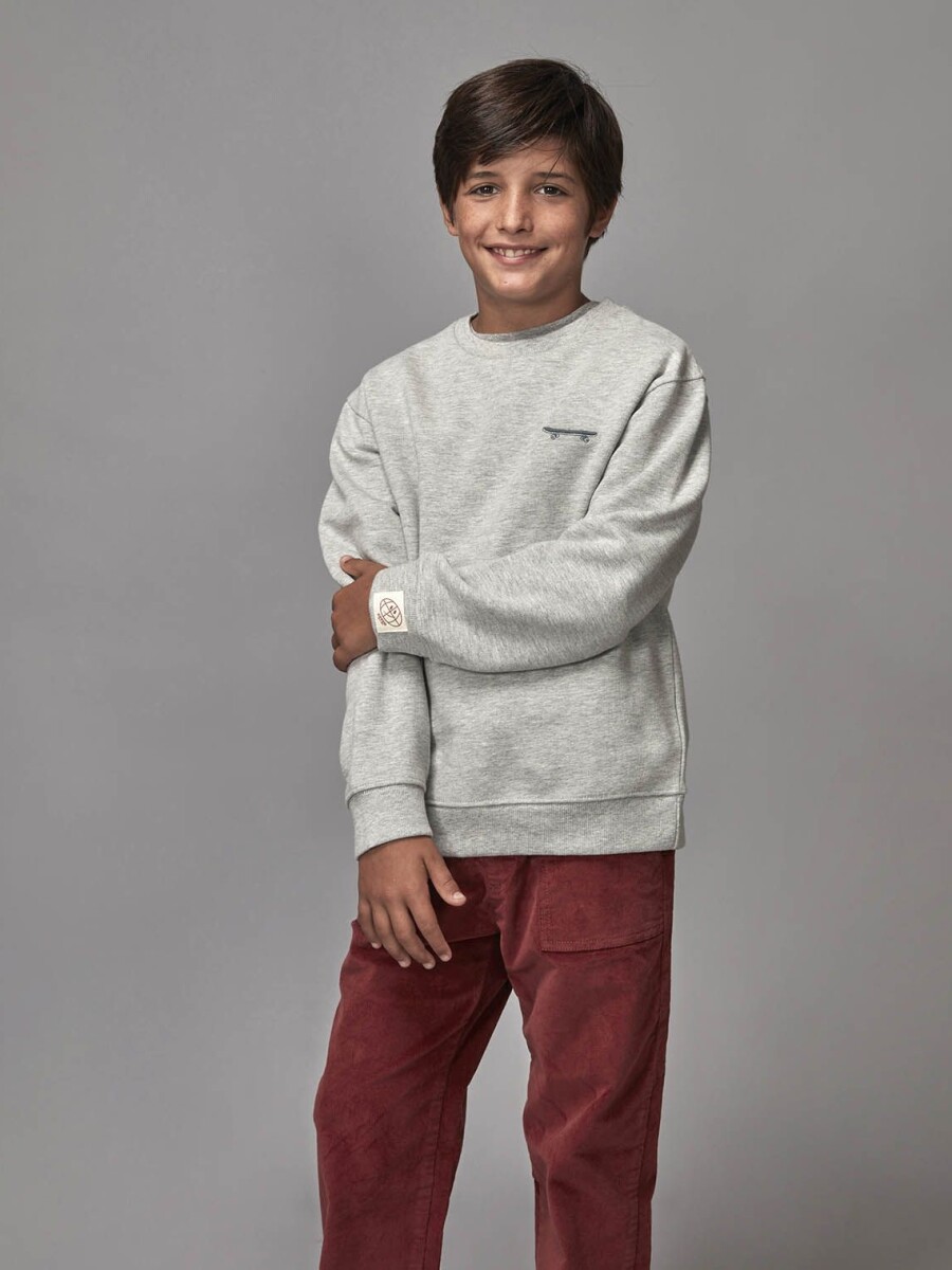 Sudadera Bordado Skate Gris Medio Melange