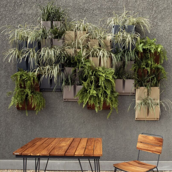 Maceta de pared color grafito oscuro "Malaia" -TRAMONTINA TD0397