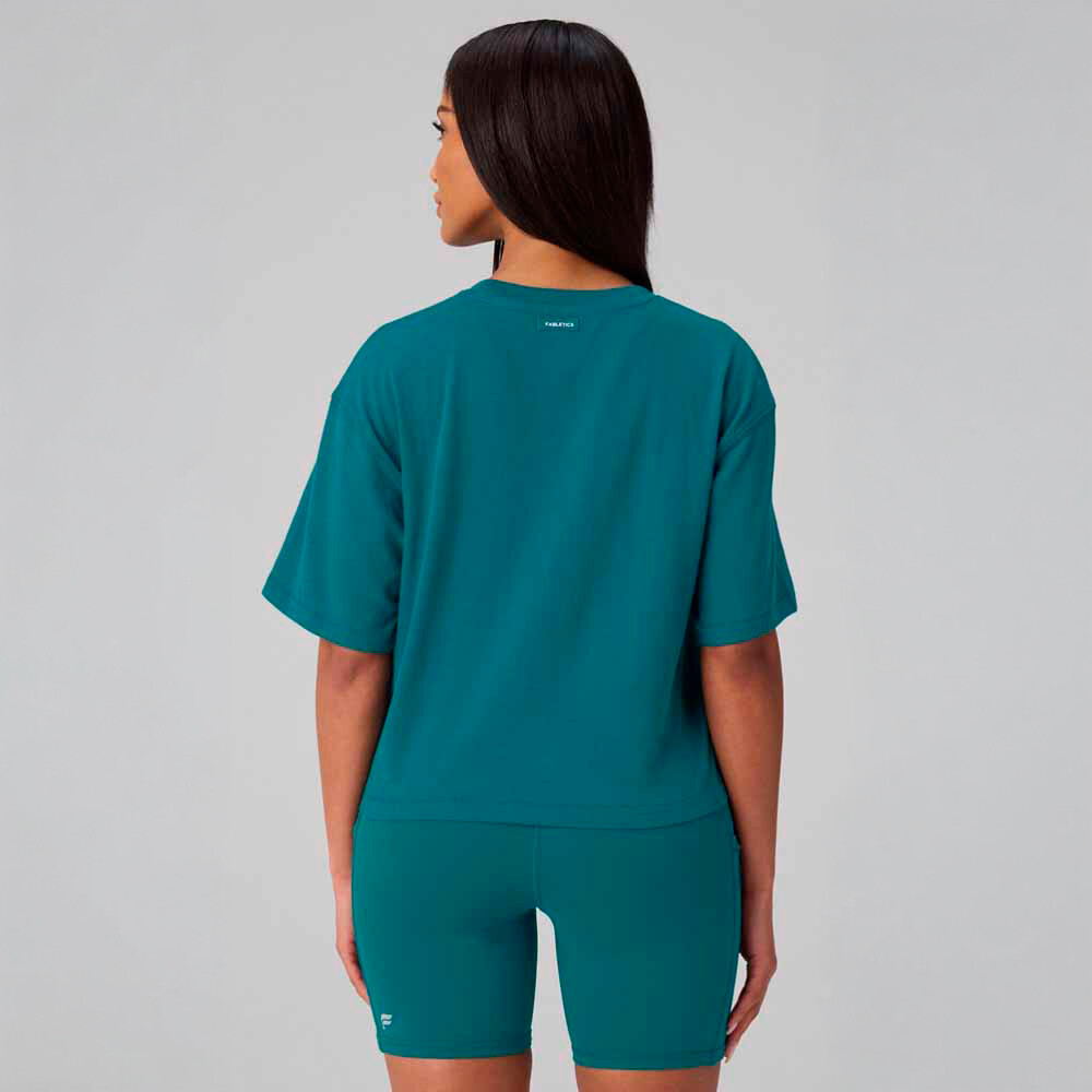 Top Training 100% Cotton Boxy Tee Mujer Green Abyss