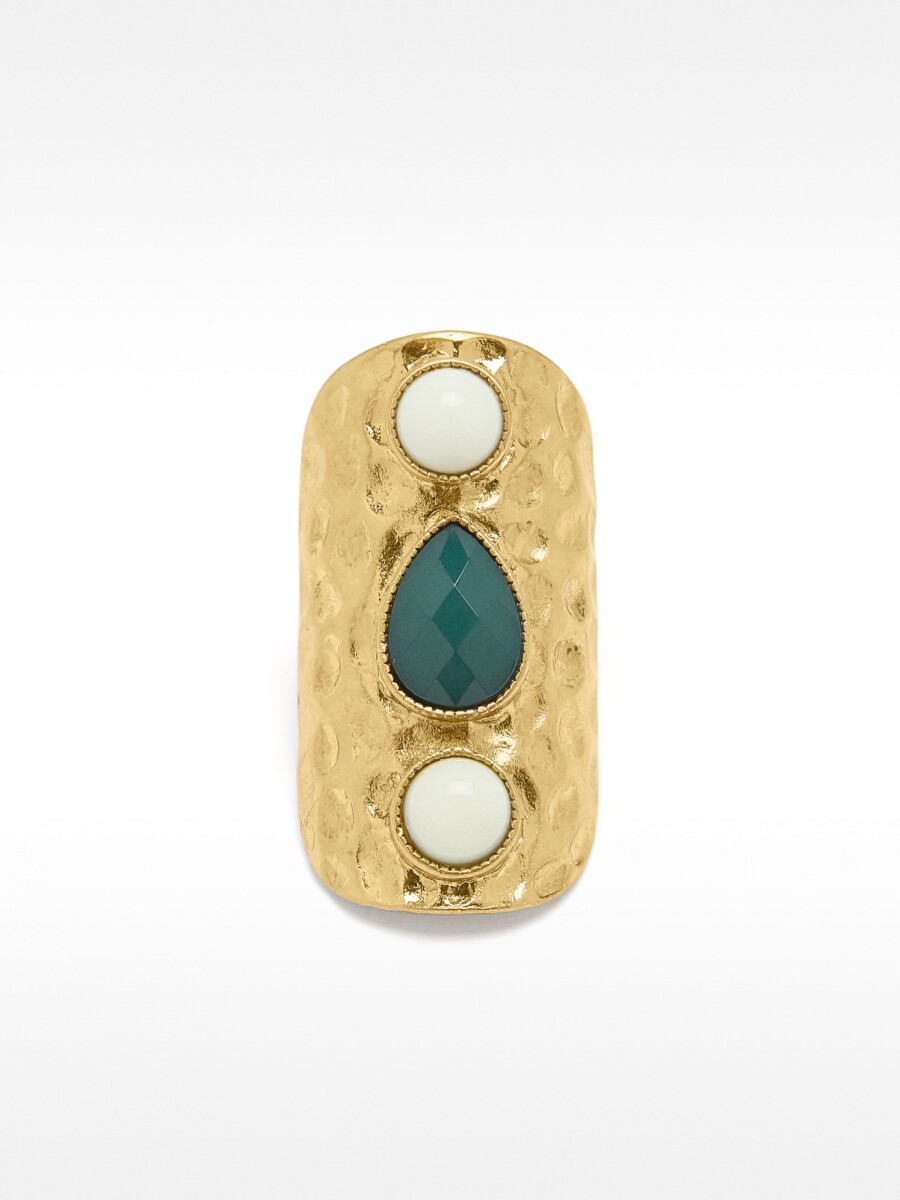 Anillo Ancho Efecto Piedra dorado