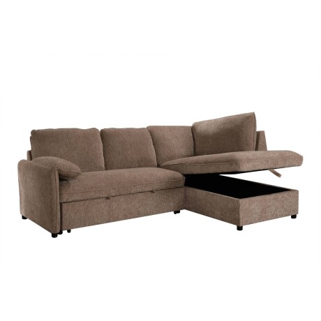Rinconera cama Cosmo (c/baúl) - Tela Microfibra - Chaise derecho 410 (Tostado)